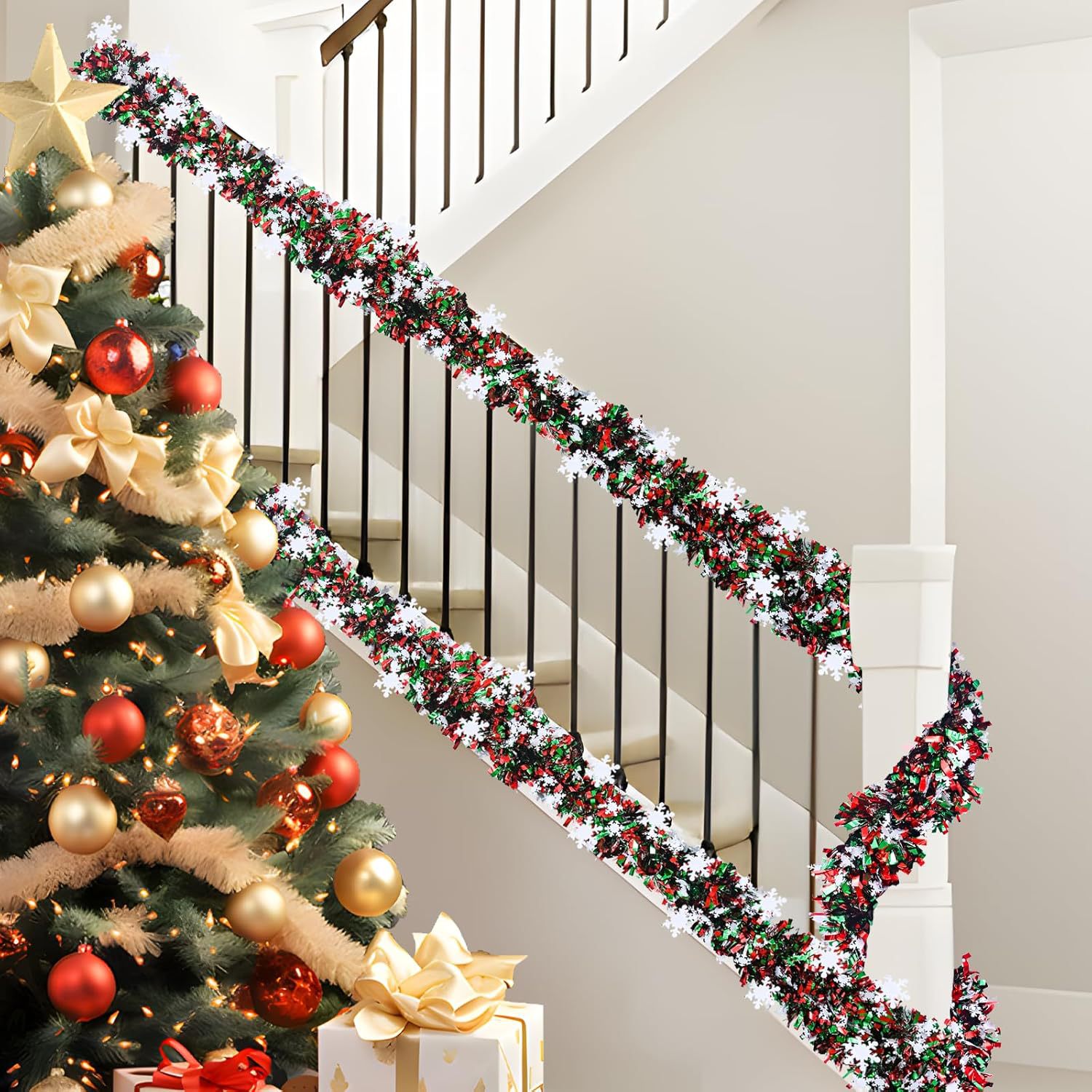 2 متر عيد الميلاد ندفة الثلج ب - مراجعة Tinsel Garland Decoration وسعره