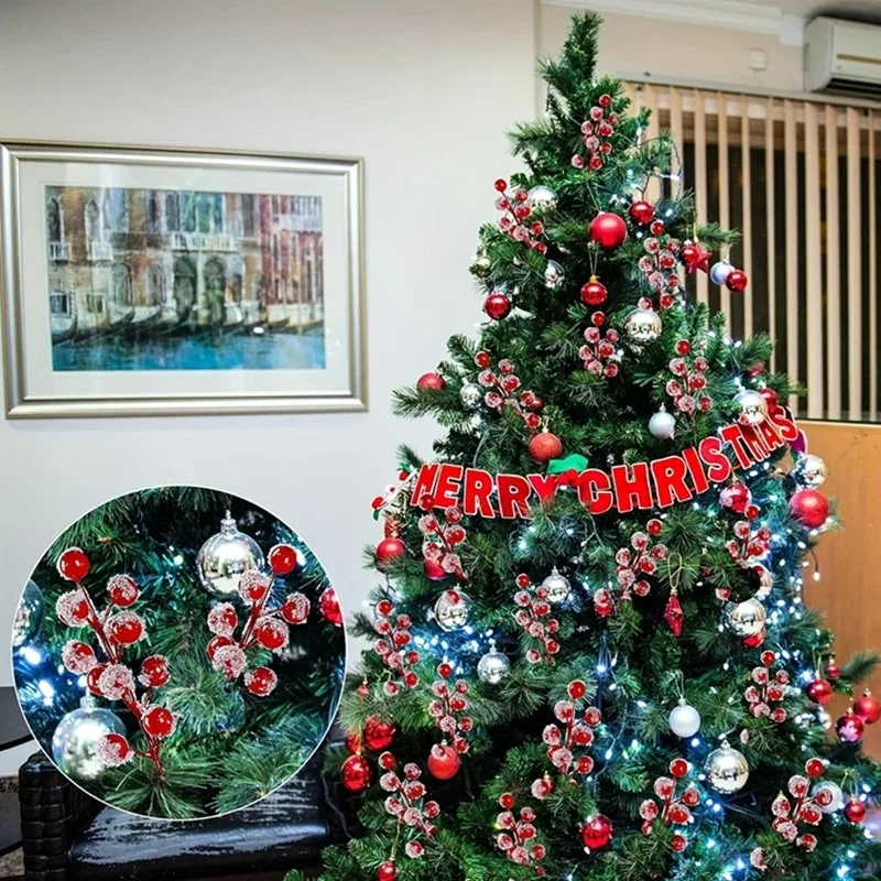 10-200 قطعة فروع التوت الأحمر  - مراجعة Christmas Tree Artificial وسعره