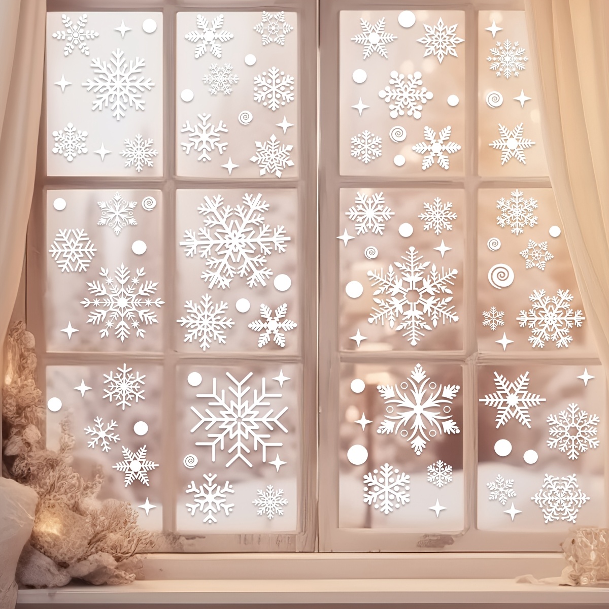 4 أوراق ملصقات نوافذ لعيد المي - مراجعة Snowflake Window Decal وسعره