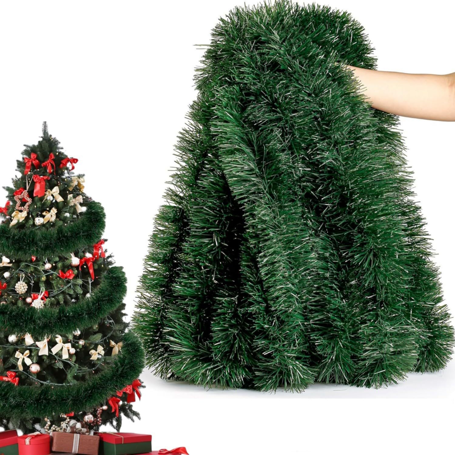 زينة عيد الميلاد بطول 6/14 متر - مراجعة Tinsel Garland Decoration وسعره