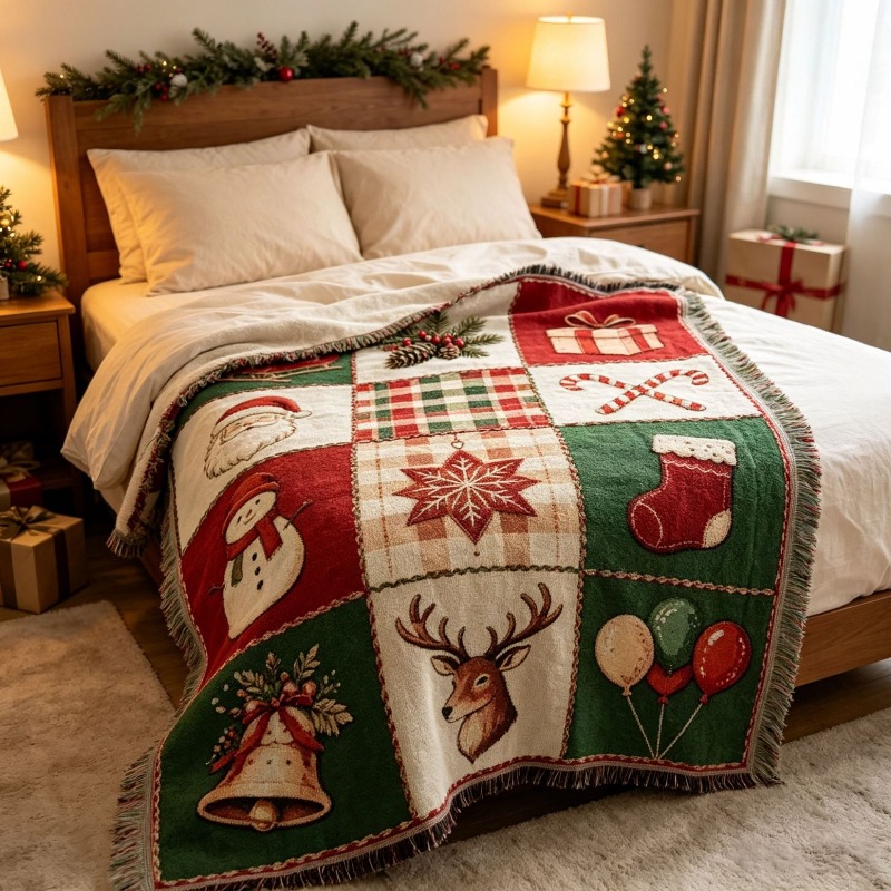 بطانية جاكار مزينة بالشراشيب ل - مراجعة Christmas Throw Blanket وسعره