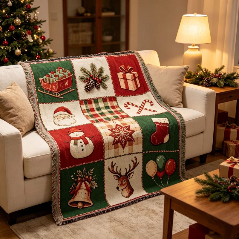 بطانية جاكار مزينة بالشراشيب ل - مراجعة Christmas Throw Blanket وسعره